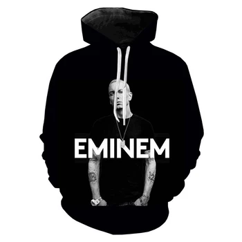 Eminem Mikiny s Dlhým Rukávom, Mikiny Muži Ženy Hoodie Jeseň Rapper 3D Vytlačené Kapucňou Módne Chlapci Dievčatá Biela Pulóvre