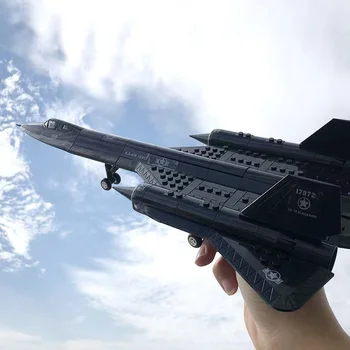 Stavebné Bloky Vojenská Zbraň Tehly SR-71 Blackbird Prieskumné Lietadlo Modelu Deti Hračky, Stavebné Blok Darček