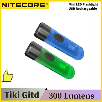 NITECORE TIKI GITD Keychain Svetlo 300Lumens USB Nabíjateľné UV Svetla / Vysoké CRI Mini Prenosné Baterka