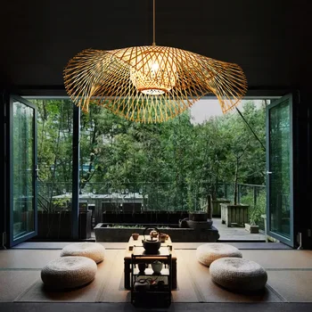 Populárne Bambusu Závesné Lampy, Ručne vyrábané Drevené Prívesok Svetlá Japonský Štýl Dreva a Bambusu, Luster Pre Kuchyňa kaviareň