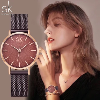 Shengke Módne Ženy Hodinky Nový Konferenčný Nový Dizajn Ženy náramkové hodinky Quartz Oka Popruh Jednoduché Dámske Hodiny Relogio Feminino