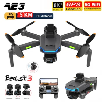 Nové AE3 Pro Max GPS Drone 8K Profesional Dual HD Kamera 5G 3-Os Gimbal Striedavé Prekážkou Vyhýbanie Vzdialenosti 5 KM RC Quadcopter