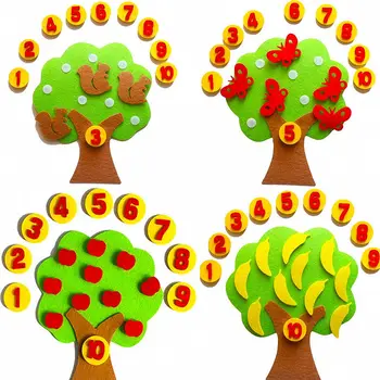 Detské Montessori Hračky DIY netkanej Textílie Apple Tree Počítanie Hračky Vzdelávacie Hračky Detí Vzdelávacieho Hračky