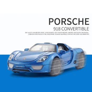 Miniatúrne Diecast 1:32 Zliatiny Model Automobilu Porsche 918 Spyder Roadster, Kovové Vozidla, pre Deti Hračky pre Chlapcov Narodeniny je Nové Dary