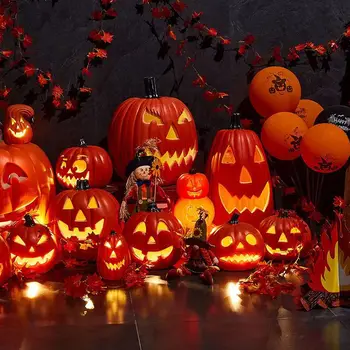 Halloween jack-o-lantern jack-o-lantern tvorivé kabinetu dekorácie ligotať sa rozsvieti park, krytý záhradný holiday party dekorácie