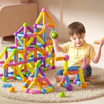 Deti Magnetické stavebnicový Stavebné prvky Montessori Dieťa Magnet Palice Montáž Hry DIY Vzdelávacie Hračky Vianočný Darček