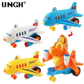 UNGH 4pcs/Set Inerciálnych Deformácie Lietadlo Jeden Krok Transformáciu Robota Vozidla Dopravy, Hračky pre Deti, Detský Darček