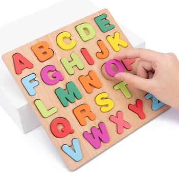 20 CM Baby Hračky Drevené Puzzle Abeceda Tvar Zodpovedajúce 3D Puzzle, Doskové Hry, Drevené Montessori Hračky Pre Deti, Darčeky