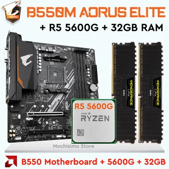 Gigabyte B550M AORUS ELITE AM4 Doske + AMD RYZEN 5 5600G + 32GB DDR4 3200MHz Ram AMD B550 Doske Combo AM4 Ryzen Auta
