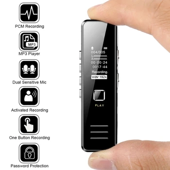Micro USB Rekordér Rozšíriť na 32 G TF Karty, Dobíjacie LCD Displej Jedno-tlačidlo Nahrávania Drobné Hlasový Záznamník Zvuku MP3 Prehrávač záznamov