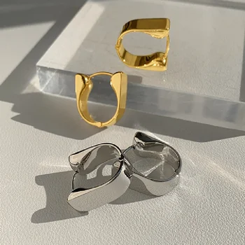 Nový Európsky U-Tvarované Zliatiny Jedinečný Hoop Náušnice Zlaté Strieborná Farba Tvorivé Nezvyčajné Náušnice pre Ženy Geometrické Módne Šperky