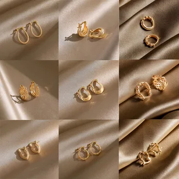 Kovové Kolo Obvodové Náušnice pre Ženy Móda Roztomilý Zlatá Farba Punk Kúzlo Náušnice Minimalistický Šperky