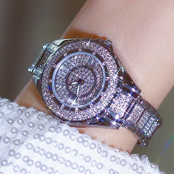 BS Top Značky Luxusné Ženy Hodinky Japan Quartz Plný Diamond Šaty Dámske Náramkové hodinky Vodotesné Bežné Hodiny Reloj Mujer