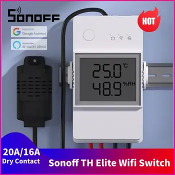 Sonoff TH Elite 16A/20A Wifi Teplota A Vlhkosť Smart Switch Suchý Kontakt Čas Monitorovanie Prostredníctvom EWeLink Alexa domovská stránka Google