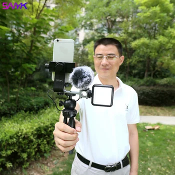 SANYK Mobilný Telefón Stabilizátor Anti-shake Ručné Vlogging Auta Fotografie Statív S Mikrofónom Led Svetlom Pre Video Natáčanie