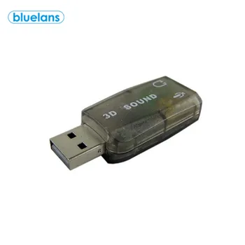 Počítač Externá Zvuková Karta, USB 2.0 na 3D Virtuálny Zvuk Zvuková Karta, LED Indikátor Virtuálny 5.1 Zvuk, Efekty Transparentné Shell