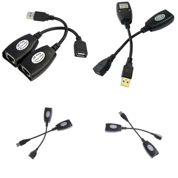 1 Sada Čierna USB na RJ45 Extension Cable USB Type A Male RJ45 Žena Kábel LAN Adaptér Extender Cat5e/6 Sieťové Káble