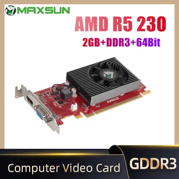 MAXSUN Úplné Nové Plochy AMD R5 230 SI 2GB GDDR3 Grafické Karty 64bit PCI Express X16 2.0 VGA PC, Počítačové Hry, Video Karta