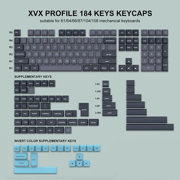 184 Kľúče Double Shot PBT Keycaps Celý Set XVX Profil Keycap pre GK61 Anne Pro 2 TM680 Cherry Gateron MX Mechanické Klávesnice