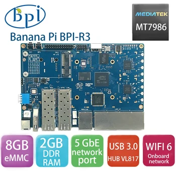 Banán Pi BPI R3 Router Doska S Mediatéka MT7986 Quad Core ARM A53 + MT7531A Čip Dizajn ,2G DDR RAM ,8G eMMC Flash Palube