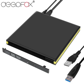 DeepFox Externý CD/DVD RW, Skrinka USB 3.0 Prípade 12.7 mm, SATA, Optická Mechanika puzdro Pre prenosný počítač, Notebook bez Vodiča