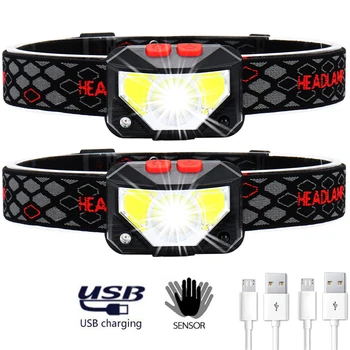 8 Režimov Snímač Pohybu XPE+COB LED Svetlomet Baterka USB Nabíjateľné Nepremokavé Camping Vedúci svetlo Rybolov Tečúcou svetlometov