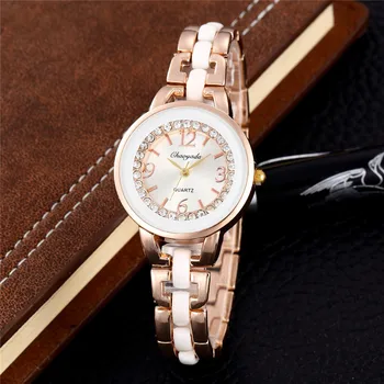 Náramkové Hodinky Ženy Dámy Elegantný Náramok Kamienkami Quartz Analógové Náramkové hodinky dámske Crystal Malé Dial Sledovať Reloj Štýlové