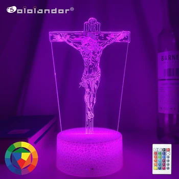 Najnovšie Christian Súvislosti Ježiš Tvarované Cirkvi Decoratative 3D osvetlenie Kábel Darček LED USB Náladu Nočné Svetlo Multicolor stolná Lampa
