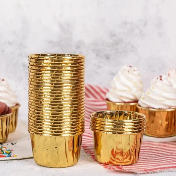 50pcs Muffin Papierové Poháre Rose Gold Cupcake Obaly Líniové Prípade Kolo Formy Cup Tortu Formy Box na Pečenie Nástroje Narodeninovej Party