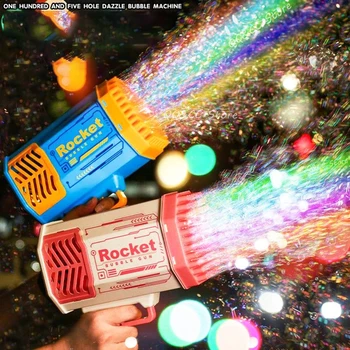 Bubliny Zbraň Rocket 69 Otvory Mydlové Bubliny Stroj vodné pištole Tvar Automatické Dúchadlo Svetlom, Hračky Pre Deti, Detské Deň Darček