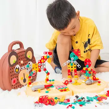 Montessori Deti Predstierajú, že Hrať Hračky pre Chlapcov 3 Rokov Dieťaťa Vŕtačka Hry Tool Box na Hračky Vzdelávacej Záhrady Hračka pre Deti Darček