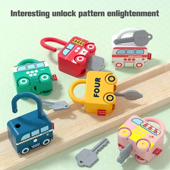 Deti Vzdelávania Zámku s Kľúčmi Deti Montessori Dieťa DIY Odblokovanie Auto Hračky z Detstva Raného Vzdelávania Zápas & Count Hry Hračky