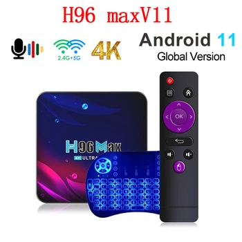 H96 Max V11 TV Box Android 11 2G 16GB 4G 32GB 64GB 4K, Smart TV Box Media Player Globálne 2.4 G 5.8 G WIFI Smart Hlas Set-Top-Box