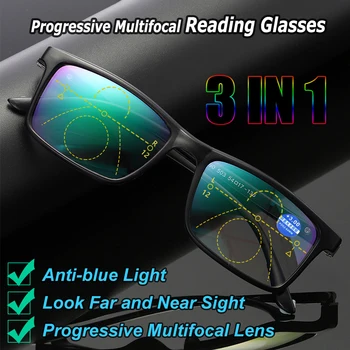 Anti-modré Svetlo Okuliare Presbyopia Okuliare Progresívna Multifokálna Šošovka Počítač Okuliare +1 +1.5 +2 +2.5 +3 +3.5 +4