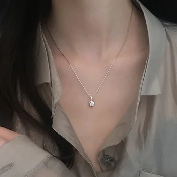 925 sterling silver geometrické kvapka vody náhrdelník žena jednoduché clavicle reťazca módne temperament prívesok lesklé šperky zirkón