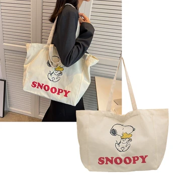 Nové Kreslené Snoopy Kabelka Anime Kawaii Módne Veľká-Kapacita Plátno Tote Bag Študent Kancelárske Potreby Skladovanie Ramenné Puzdro Dary