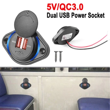 Dual USB 3.1 QC3.0 Motocykel, Auto Nabíjačky, Napájacie Zásuvky Telefónu Nabíjačku Adaptér Panel Pre Auto 12V 24V Loď Autobus Stoličky Nepremokavé