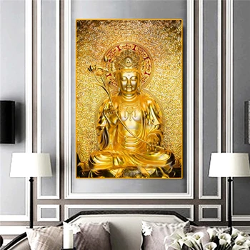 Zlatú Sochu Budhu Olej, Plátno, Maľovanie Plagátu Budhizmus Je Náboženstvo Wall Art Obrázok Tlače Obývacia Izba Domova Obrázok Cuadros