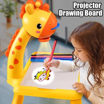 Písanie Tablet Deti Stôl Montessori LED Projektor rysovaciu Dosku Deti Maľovanie Tabuľka Vzdelávacieho Hračky Pre Chlapca, Dievča