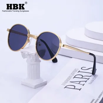 HBK 2021 Gold okolo Rámom slnečné Okuliare Ženy Muži Vintage Blue Black Male Slnečné Okuliare pre Mužov Uv400 Vysokej Kvality Oculos