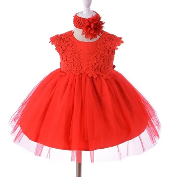 Červená Formálne Elegantné 1 Rok Staré Narodeniny Šaty Sweet Baby Dievča Biela Party Vestido Dieťa, Batoľa Oblečenie 0-24 Mesiac ABF164717