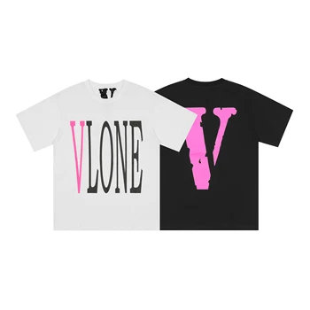 VLONE-krátke rukávy ženský pár voľné ulice T-shirt hip-hop trend pánske bavlnené bežné list tlač V625656