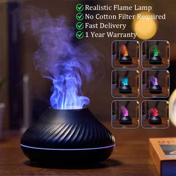 Nový Plameň, Aróma Difuzér, Esenciálny Olej Lampa 130ml USB Prenosné Zvlhčovač Vzduchu s Farebné Nočné Svetlo Domov Spálňa Základné