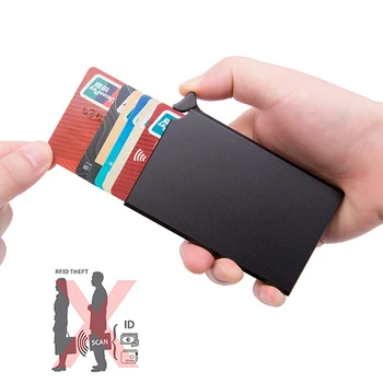 RFID Anti-theft Smart Peňaženky Tenké ID Držiteľa Karty Unisex Automaticky Pevné Kovové Banka Kreditnej Karty Držiteľ Business Mini