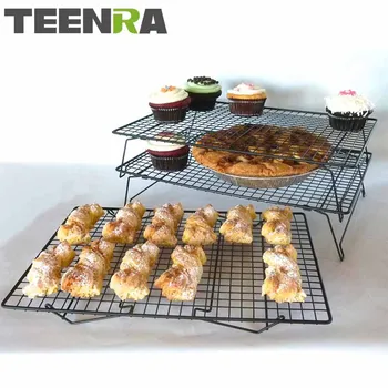 TEENRA 3-Tier Kovové Non-stick Varenie Rack Čistý Chlieb Muffin Sušenie Stojan Tortu Chladiaci Stojan Čistý Koláč Chladnejšie Držiak na Pečenie Nástroje