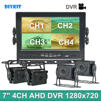 DIYKIT 7inch AHD 4 Split QUAD Auto HD Monitor Pixelov 2000000 AHD Zozadu Auto Fotoaparát Vodotesný s SD Karty pre Nahrávanie Videa