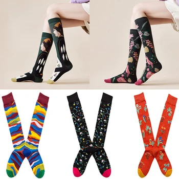 Stredné a vysoké trubice teľa a podkolienky francúzsky iny štýle retro ilustrácia literárneho abstraktné street fashion bavlnené ponožky
