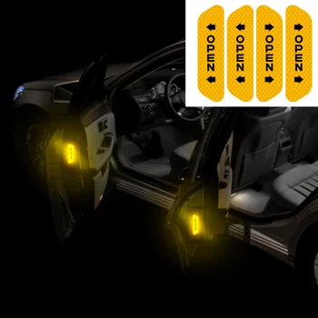 4Pcs Auto Dvere Bezpečnostné Upozornenie Známky OTVORIŤ Reflexné Nálepky na Suzuki SX4 SWIFT Alto Liane Grand Vitara Jimny S-Cross