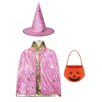 Halloween Kostýmy Čarodejnice Sprievodca Plášť Cape s Špicatý Klobúk Nastaviť pre Deti Anime Cosplay, Karneval, Party, Dievčatá, Chlapcov Kúzelník Oblečenie