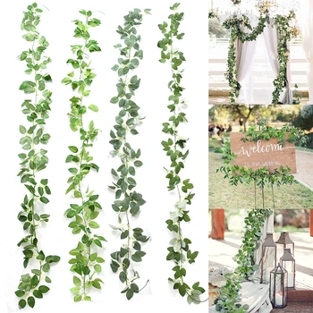 200 cm Umelé Visí Lístie Garland Rastliny, Listy Viniča Zelený Hodváb Vonkajšie Domov Svadobné Party Kúpeľňa Záhradné Dekorácie